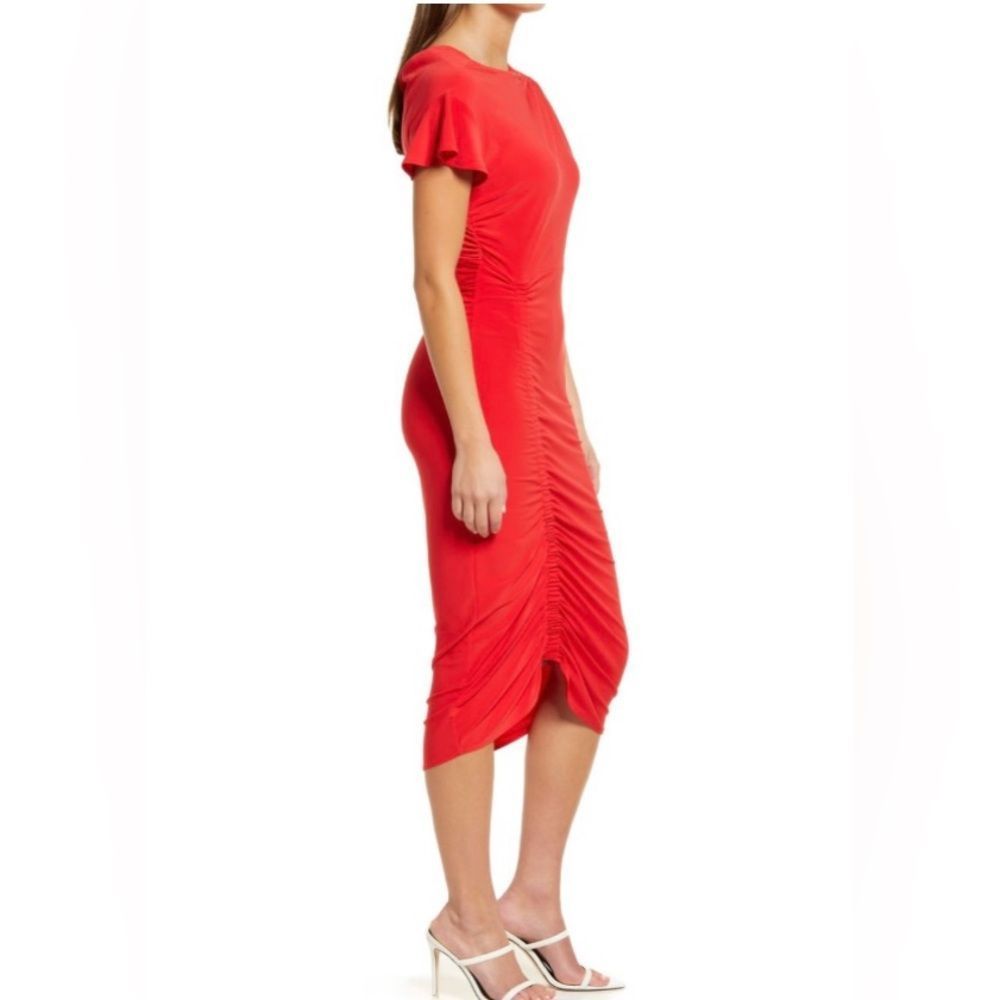 Chelsea28 Women's Red Flutter Sleeve Ruched Dress XL